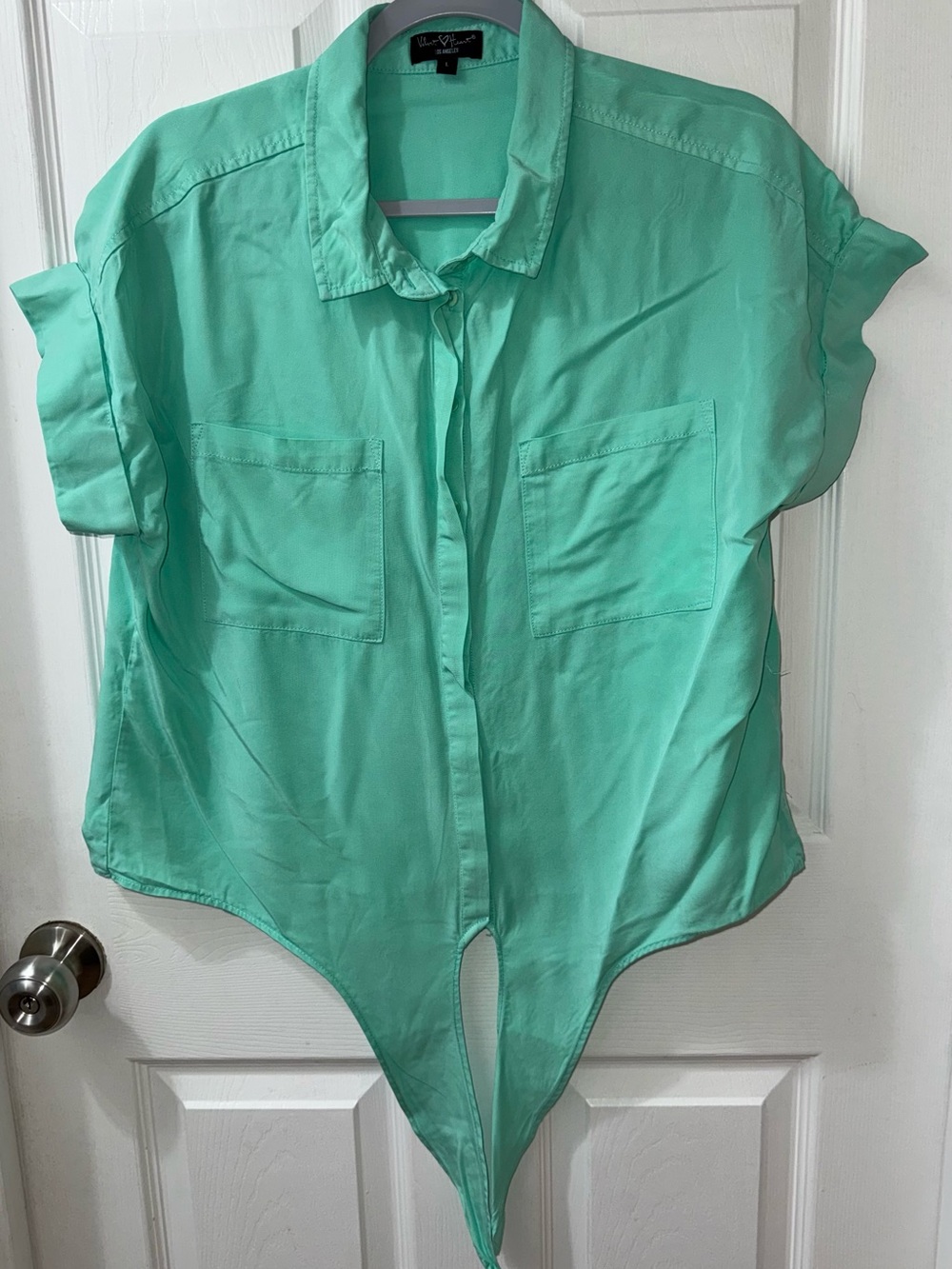 Velvet Heart Green Short-Sleeve Button-Down Shirt Size Large